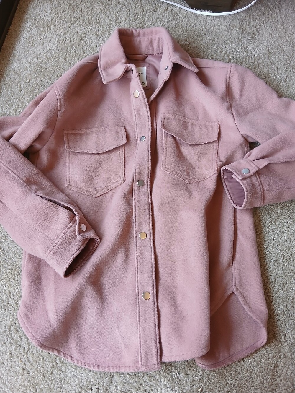 Abercrombie Dusty Rose Button-Front Shacket
